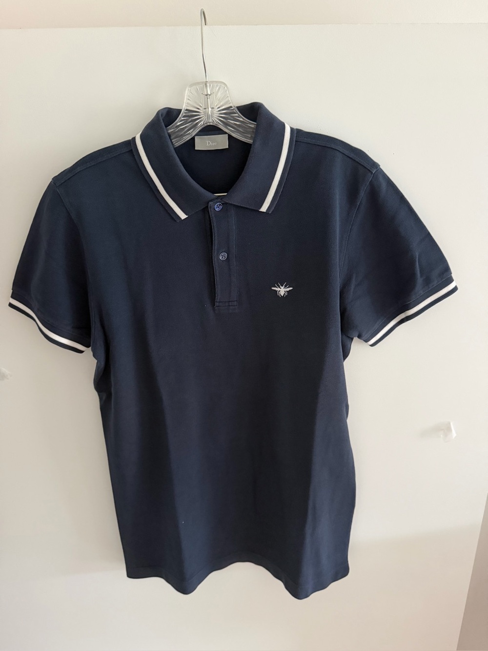 Dior Navy Blue Polo with White Contrast Trim